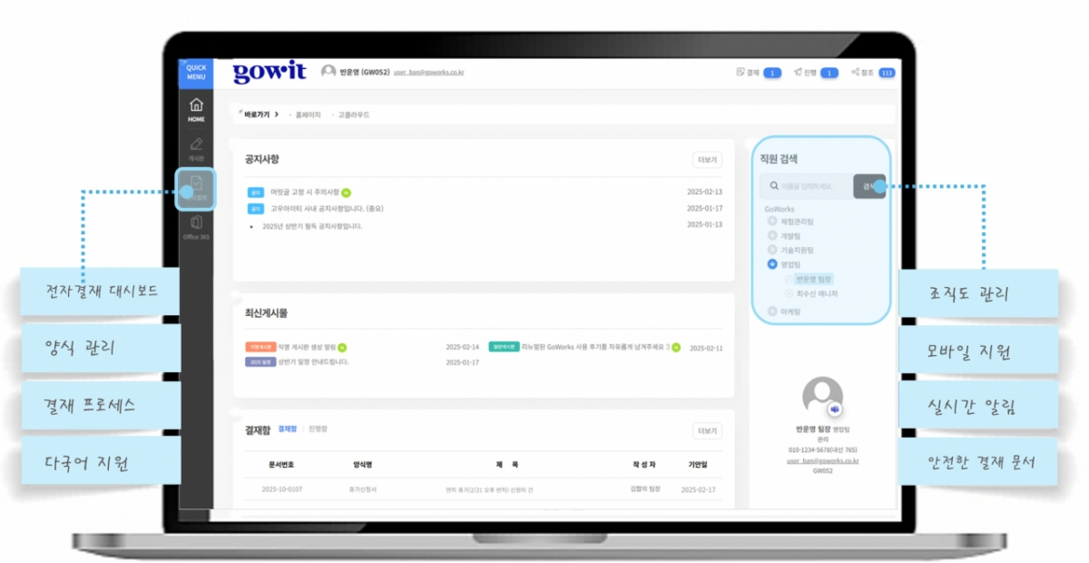 고우아이티가 선보인 Microsoft 365 기반의 전자결재 솔루션 'GoWorks Pro 공유형'/사진제공_고우아이티