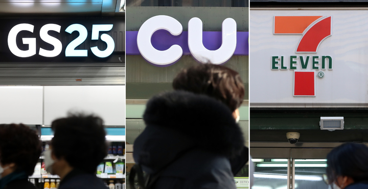왼쪽부터 편의점 GS25와 CU, 세븐일레븐의 모습. /사진=뉴시스
