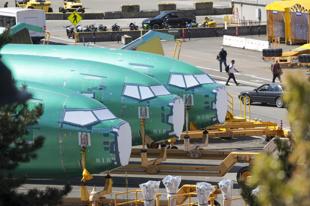 2025년 4월15일(현지시간) 미국 워싱턴주 렌턴에 위치한 보잉 공장에서 737 항공기가 제작되고 있다./AFPBBNews=뉴스1