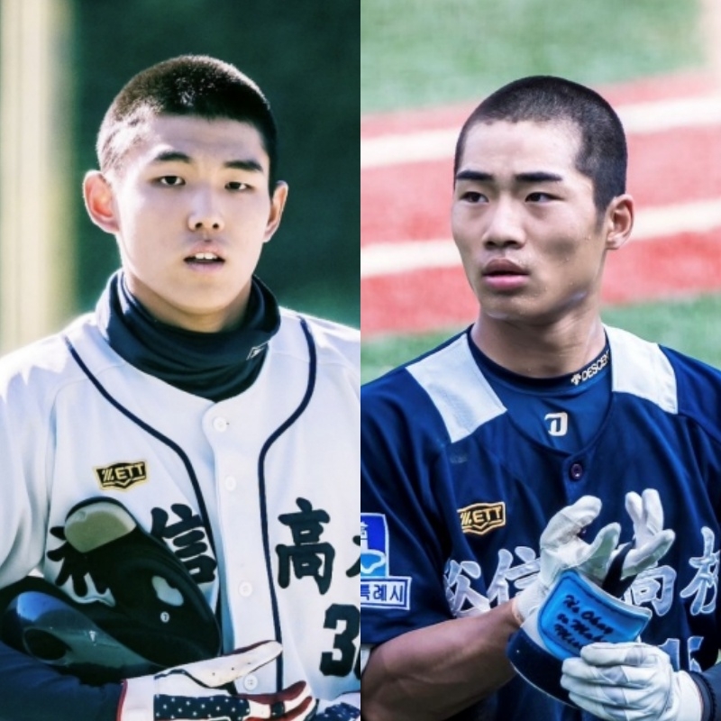 유신고 신재인(왼쪽)과 오재원. /사진=유신고 야구부 제공
