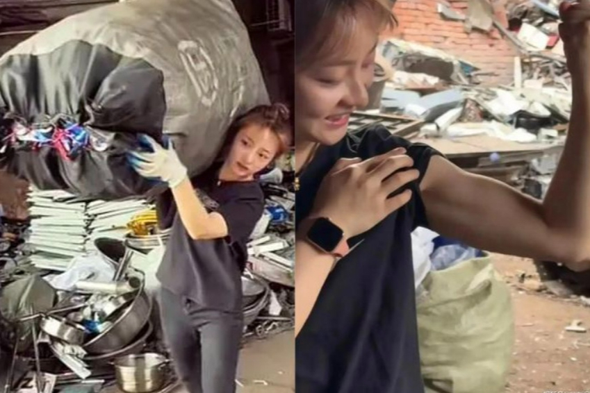 밤에 쓰레기를 줍는 여성 의사가 중국에서 화제를 모으고 있다. /사진=소후닷컴 캡처