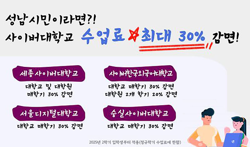 성남시, 사이버대 4곳 시민 감면혜택 안내 이미지 자료./사진제공=성남시