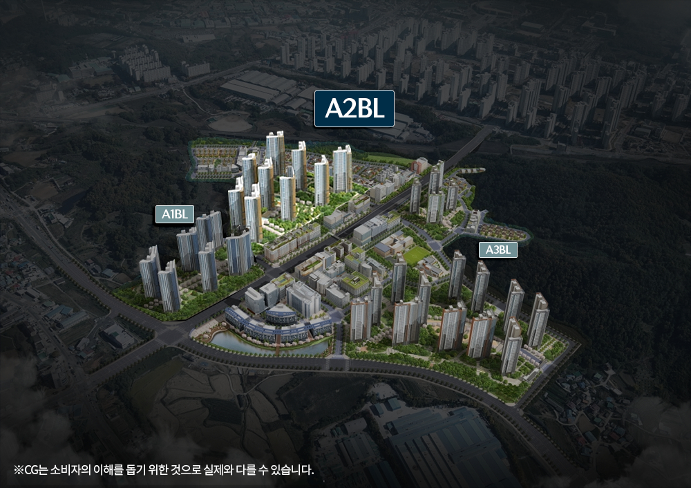 아산탕정자이 A1, A2, A3블록 전체 조감도/자료제공=GS건설