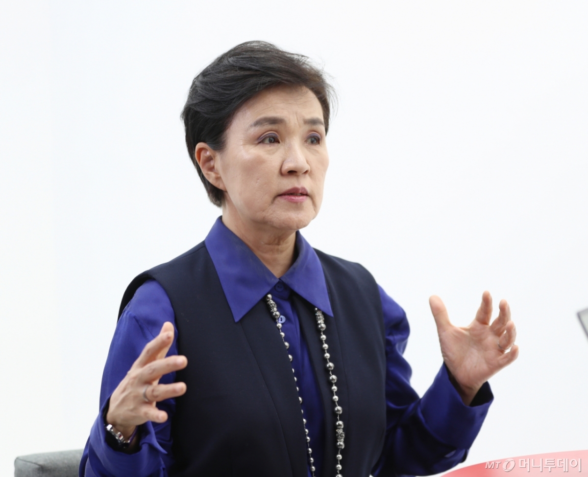 강금실 더불어민주당 중앙선대위 총괄선대위원장 인터뷰 /사진=이기범 기자 leekb@