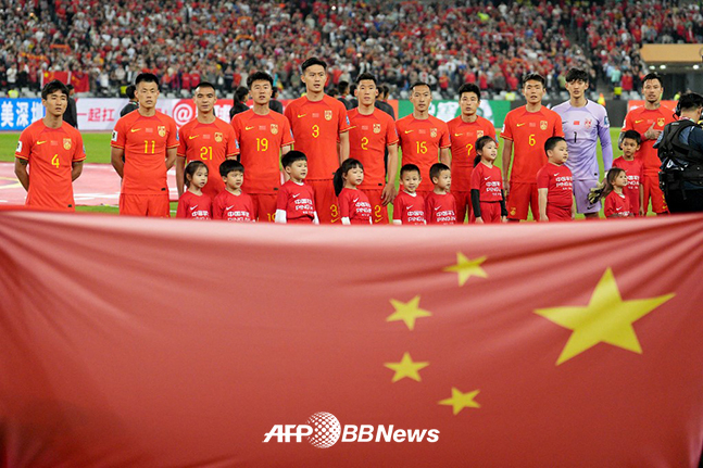 2026 FIFA 북중미 월드컵 아시아 3차 예선에 참가하고 있는 중국 축구대표팀. /AFPBBNews=뉴스1