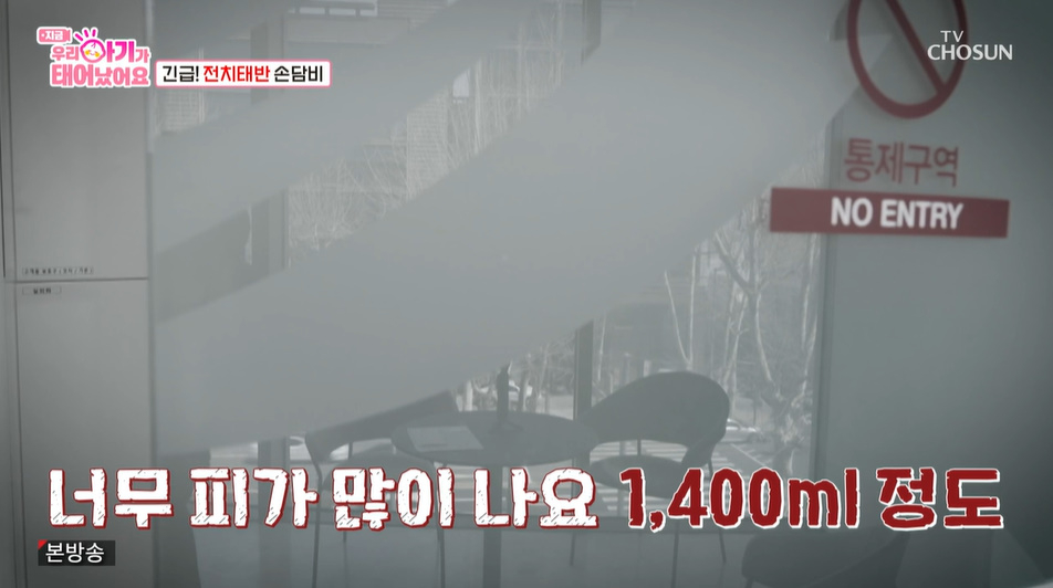 가수 겸 배우 손담비의 주치의는 이규혁에게 "너무 피가 많이 났다. 태반도 유착 상태였다. 피가 1400㎖ 정도 나왔다. 손담비 씨는 생각보다 출혈이 컸다"고 말해 긴장감을 안겼다. 그러나 손담비는 무사히 딸을 출산했다. /사진=TV조선 '우리 아기가 태어났어요' 방송 화면