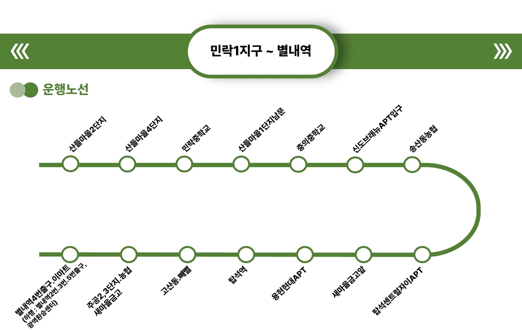 민락 1지구~별내역을 운행하는 똑버 노선도. /사진제공=의정부시