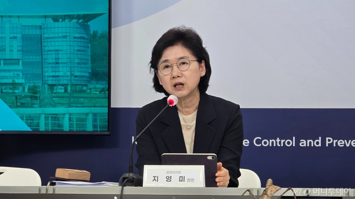 지영미 질병관리청장이 11일 충북 오송청사에서 진행된 제2회 건강브리핑에서 발언하고 있다. /사진=홍효진 기자