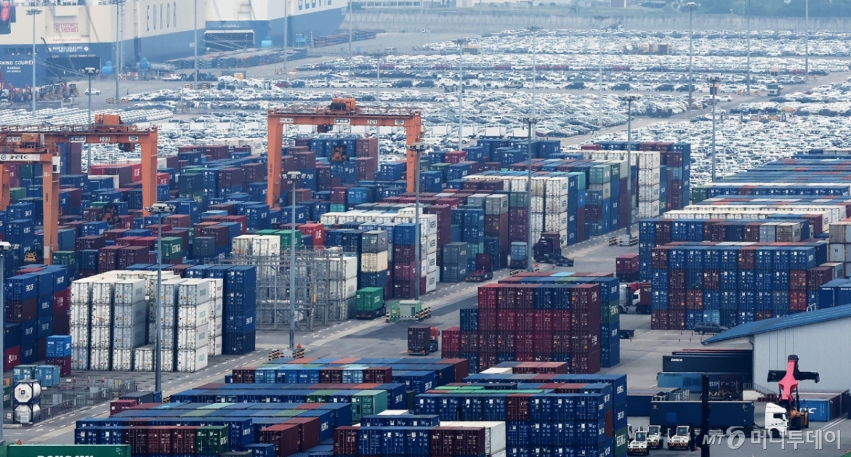 13일 경기 평택시 포승읍 평택항에 수출용 컨테이너와 차량들이 세워져 있다. 2025.6.13/사진=뉴스1  Copyright © 뉴스1. All rights reserved. 무단 전재 및 재배포,  AI학습 이용 금지. 