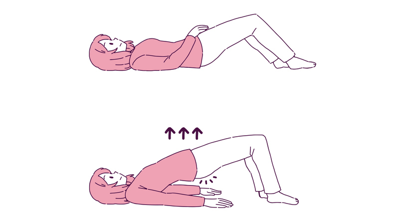 누워서 하는 케겔운동 동작.
