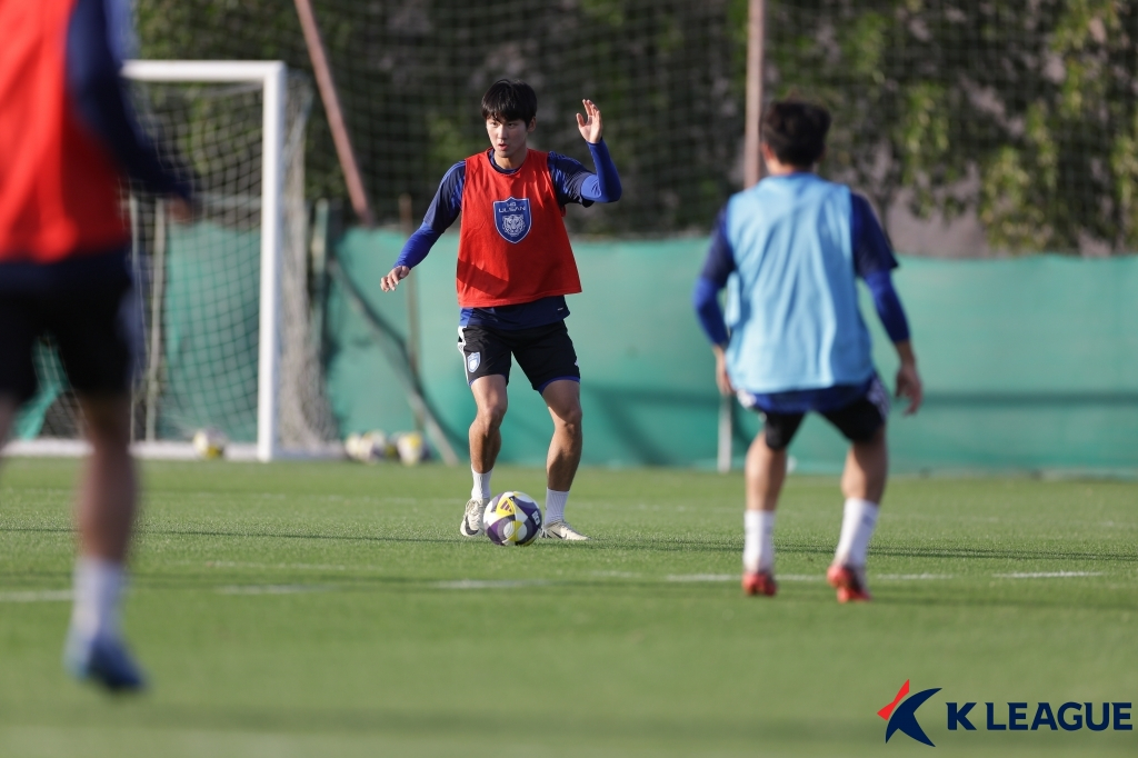 지난 1월 울산 HD 동계 훈련에 참가한 정성빈의 모습. /사진=한국프로축구연맹 제공
