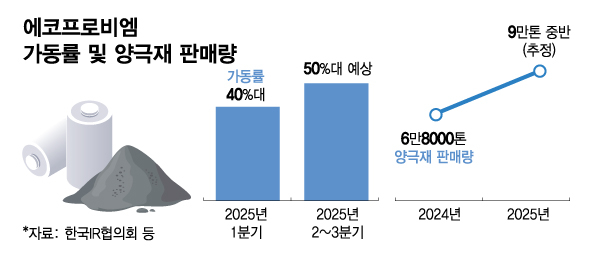 에코프로비엠 양극재 판매량 및 가동률/그래픽=김다나