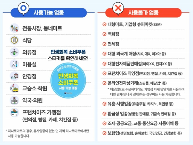 소비쿠폰 사용처 설명도. /자료제공=행정안전부