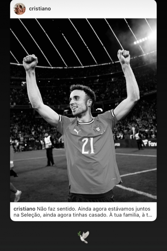 지오구 조타의 죽음을 추모한 크리스티아누 호날두.  /사진=크리스티아누 호날두 개인 사회관계망서비스(SNS)