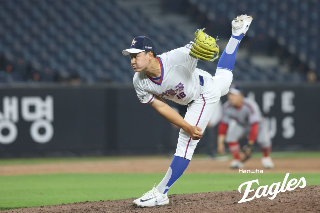 경기항공고 양우진이 지난 6월 2일 대전 한화생명 볼파크에서 열린 2025 제3회 한화 이글스배 고교·대학 올스타전에서 역투하고 있다. /사진=한화 이글스 제공