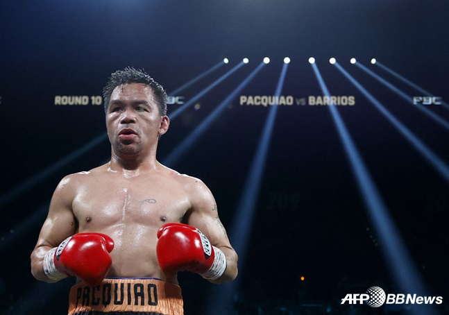 경기를 준비하는 파퀴아오. /AFPBBNews=뉴스1