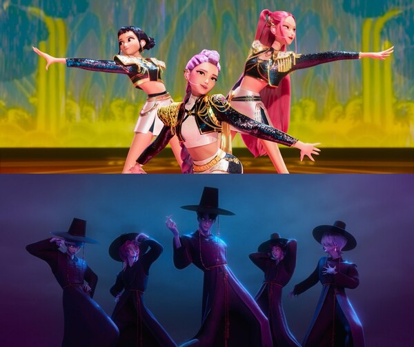 '케이팝 데몬 헌터스' 헌트릭스(위), 사자보이즈(아래) / 사진=넷플릭스