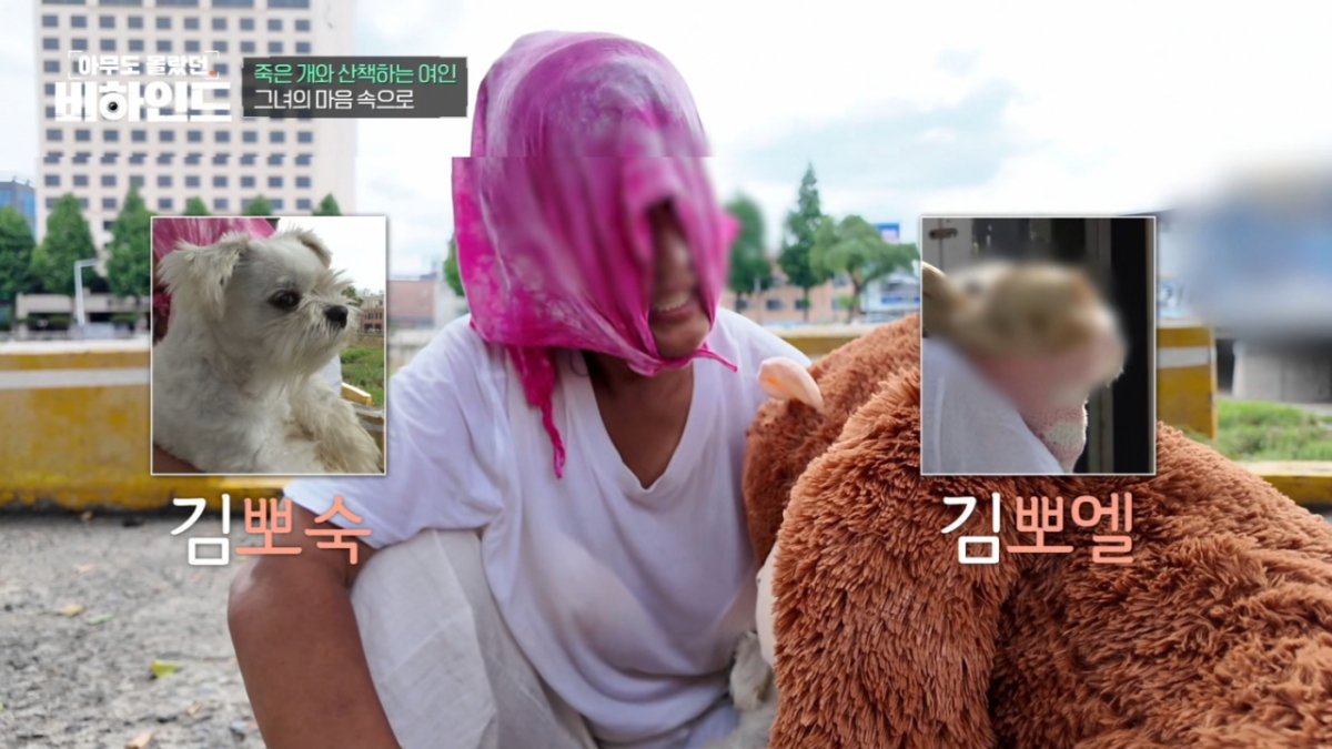 죽은 반려견을 안고 매일 산책을 나서는 여성 사연이 공개됐다. /사진=JTBC '아무도 몰랐던, 비하인드' 방송화면 갈무리