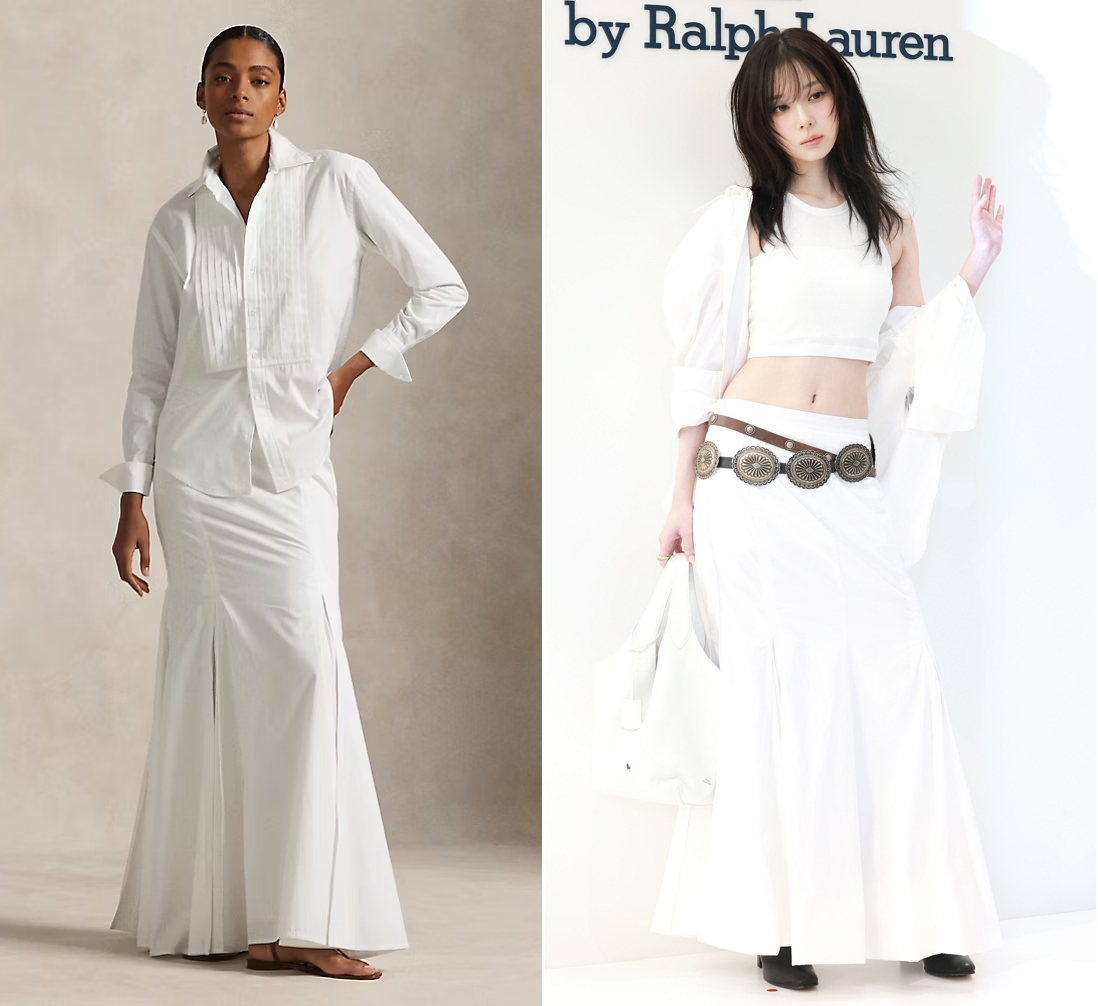 그룹 에스파 윈터(오른쪽)가 28일 오전 경기도 성남시 분당구 현대백화점 판교점에서 열린 폴로 랄프 로렌 '폴로 플레이 백' 팝업스토어 오픈 행사에 참석해 포즈를 취하고 있다. /사진=폴로 랄프 로렌, 뉴스1