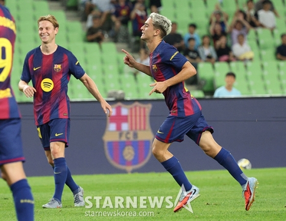 골 세리머니를 펼치는 가비. /사진=김진경 대기자