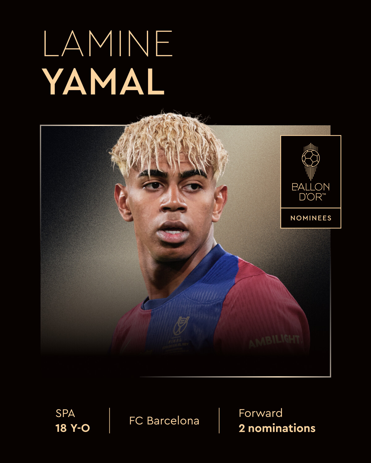 2025 발롱도르 후보에 오른 FC바르셀로나 라민 야말. /사진=발롱도르 SNS 캡처