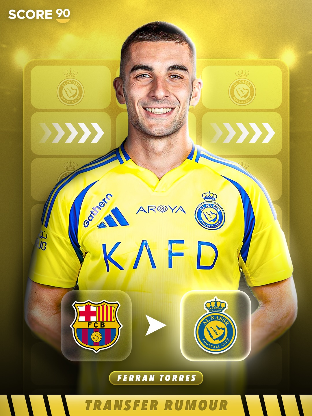 FC바르셀로나를 떠나 알나스르 이적설이 돌고 있는 페란 토레스. /사진=스코어90 SNS 캡처
