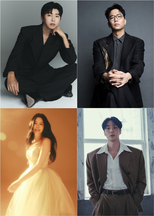 임영웅(사진 왼쪽 위부터 시계방향으로), 이적, 로이킴, 린./사진=물고기뮤직(사진 왼쪽 위부터 시계방향으로),뮤직팜엔터테인먼트, WAKEONE,325E&C