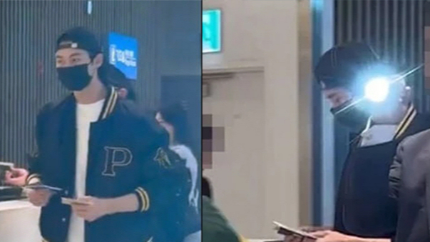 지난해 7월 배우 변우석이 팬미팅 일정을 위해 홍콩으로 출국하며 공항 라운지를 방문하자 경호원이 라운지 이용객들에게 플래시를 쏘는 모습. /사진=엑스(X) 갈무리.