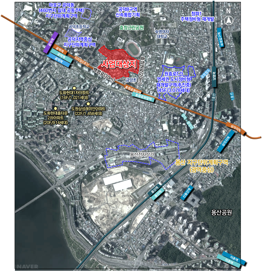 용산구 효창동 5-307번지 일대에 역세권 장기전세주택 건립을 위한 도시정비형 재개발사업 정비구역 지정 위치도 /사진제공=서울시