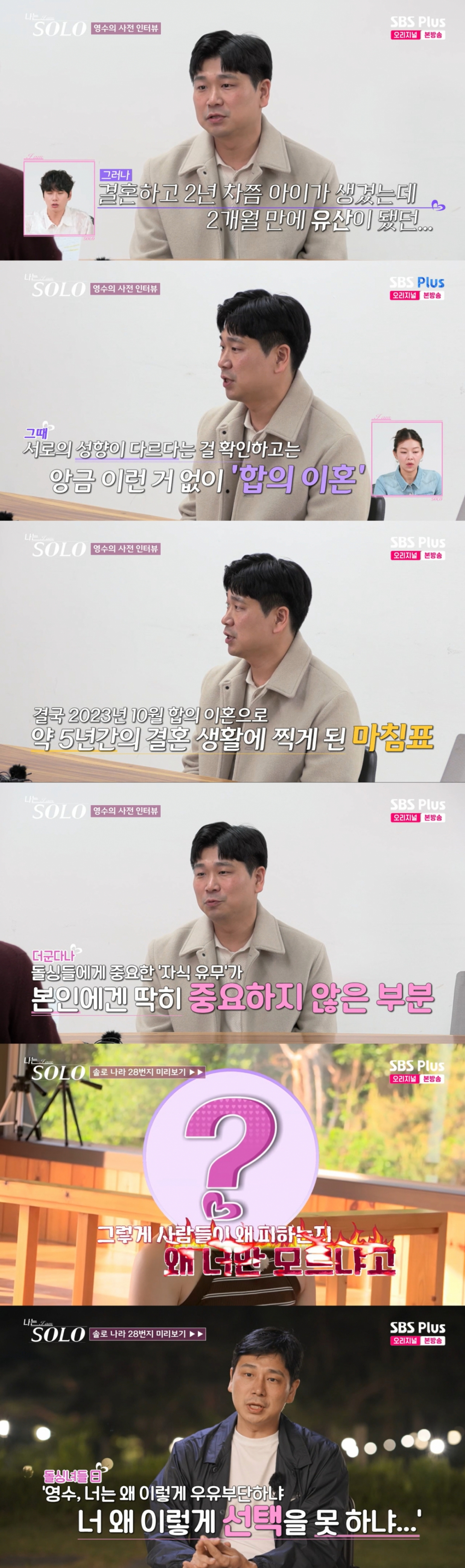 28기 영수의 모습. /사진=SBS Plus·ENA '나는 솔로' 캡처