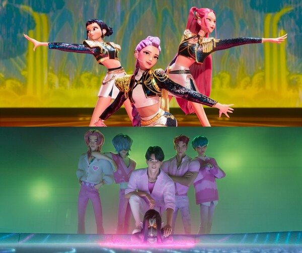 '케이팝 데몬 헌터스' 헌트릭스(위), 사자보이즈 / 사진=넷플릭스