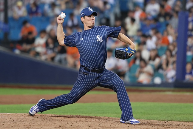 김재윤이 7일 한화전에서 등판한 모습. /사진=삼성 라이온즈