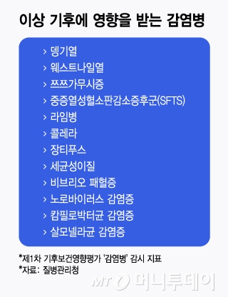 이상 기후에 영향을 받는 감염병/그래픽=윤선정