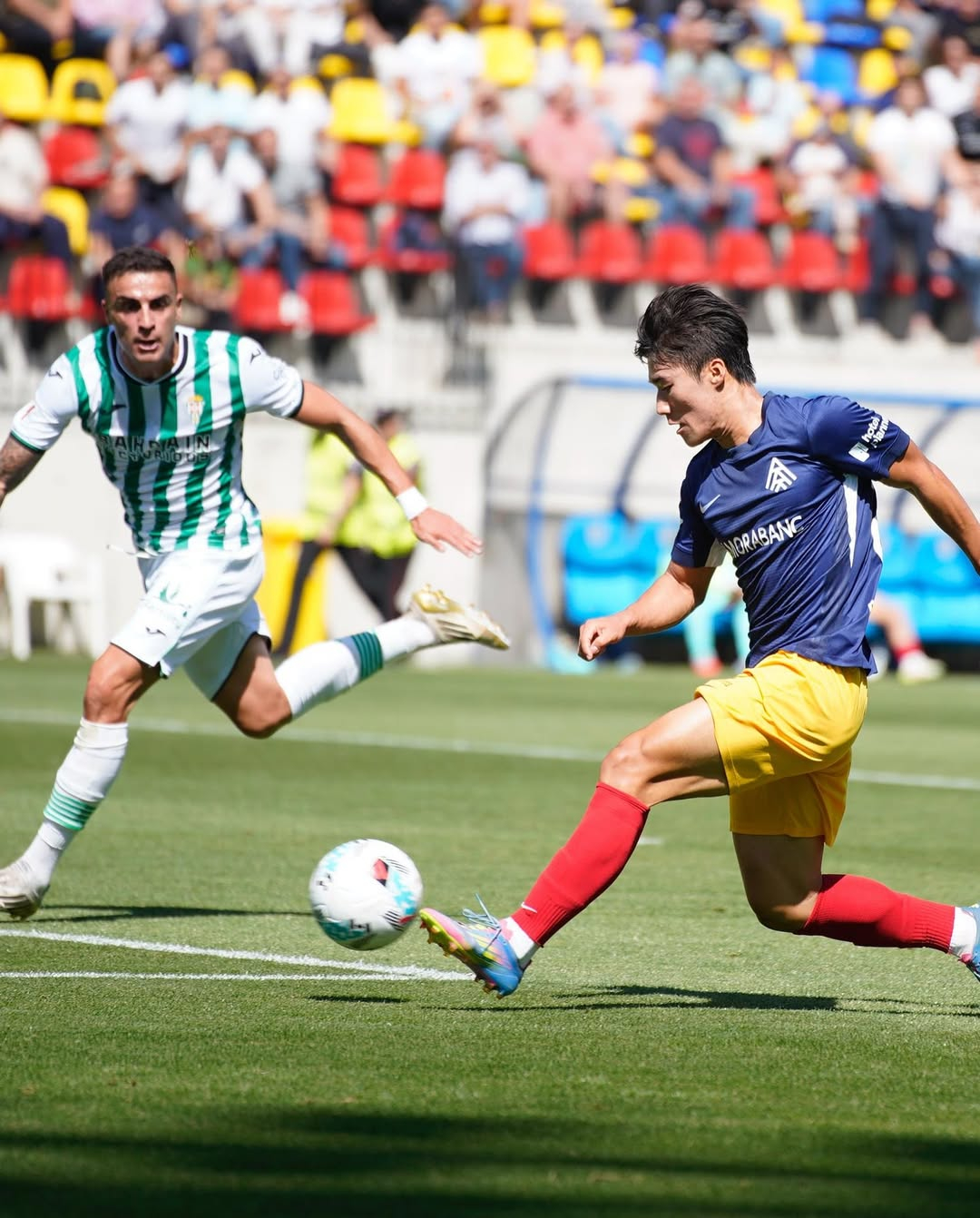 스페인 2부 라리가2 FC안도라 김민수가 14일 코르도바와의 리그 5라운드 홈경기에서 역전 결승골을 터뜨리는 순간. /사진=김민수 SNS 캡처