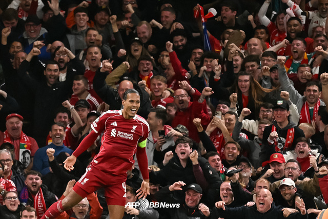 리버풀 버질 반다이크의 골 세리머니. /AFPBBNews=뉴스1