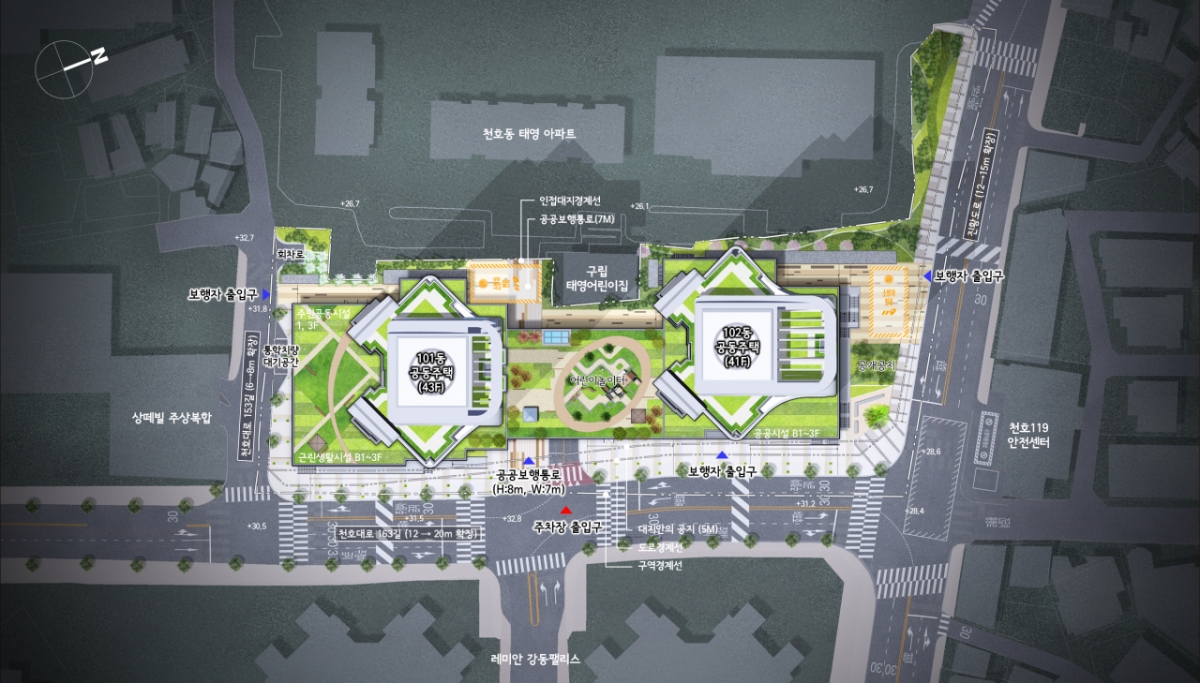 천호8 재정비촉진구역 배치도