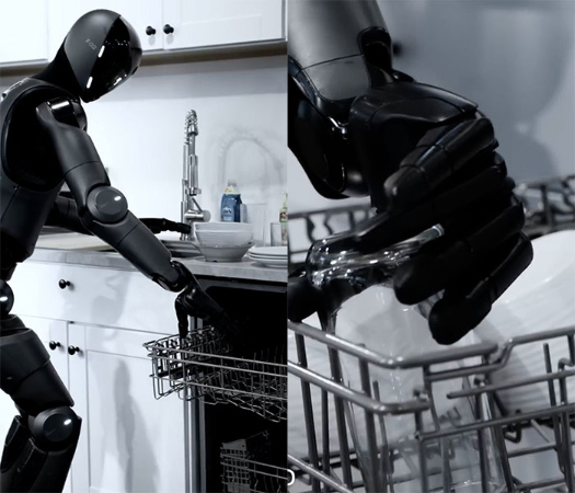피규어AI가 개발 중인 휴머노이드 로봇 '피규어 02'가 식기세척기에 그릇을 넣고 있다./ 유튜브 캡처