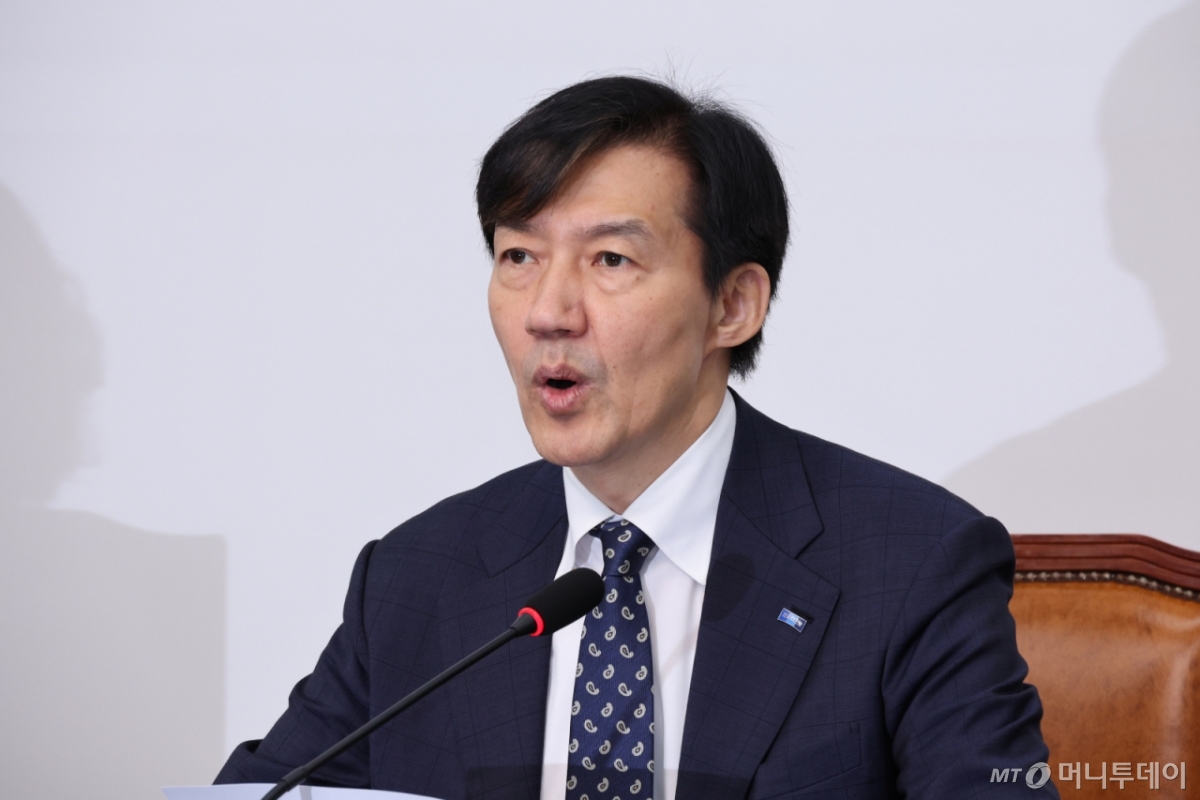 조국 조국혁신당 비상대책위원장이 지난달 29일 오전 서울 여의도 국회에서 열린 비상대책위원회 회의에서 발언을 하고 있다./사진=뉴시스