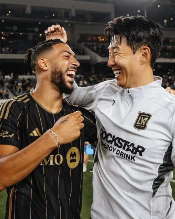 드니 부앙가(왼쪽)와 손흥민. /사진=LA FC 공식 SNS 갈무리