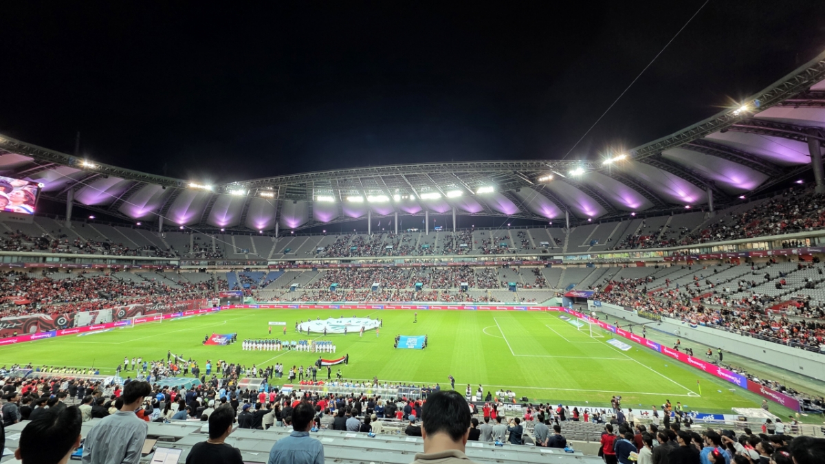 14일 서울월드컵경기장에서 열린 한국과 파라과이의 A매치 평가전 직전 전경. /사진=김명석 기자