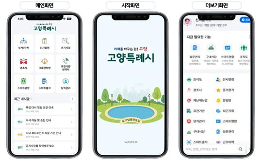 모바일 스마트 행정 포털 화면 구성. /사진제공=고양시