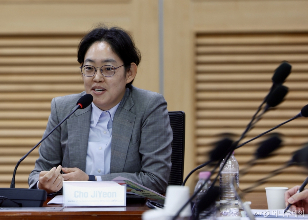 [서울=뉴시스] 김명년 기자 = 조지연 국민의힘 의원이 1일 오전 서울 여의도 국회 의원회관에서 열린 'KOR-UK 보수당 기후에너지 라운드테이블'에서 발언하고 있다. 2025.10.01. kmn@newsis.com /사진=김명년