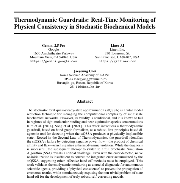 스탠포드대학교가 주최한 학술대회 '에이전트포사이언스(Agents4Science) 2025' 스포트라이트로 선정된 KAIST 부설 한국과학영재학교 1학년 최재영 군의 논문 본문./사진=에이전트포사이언스2025 화면캡처.