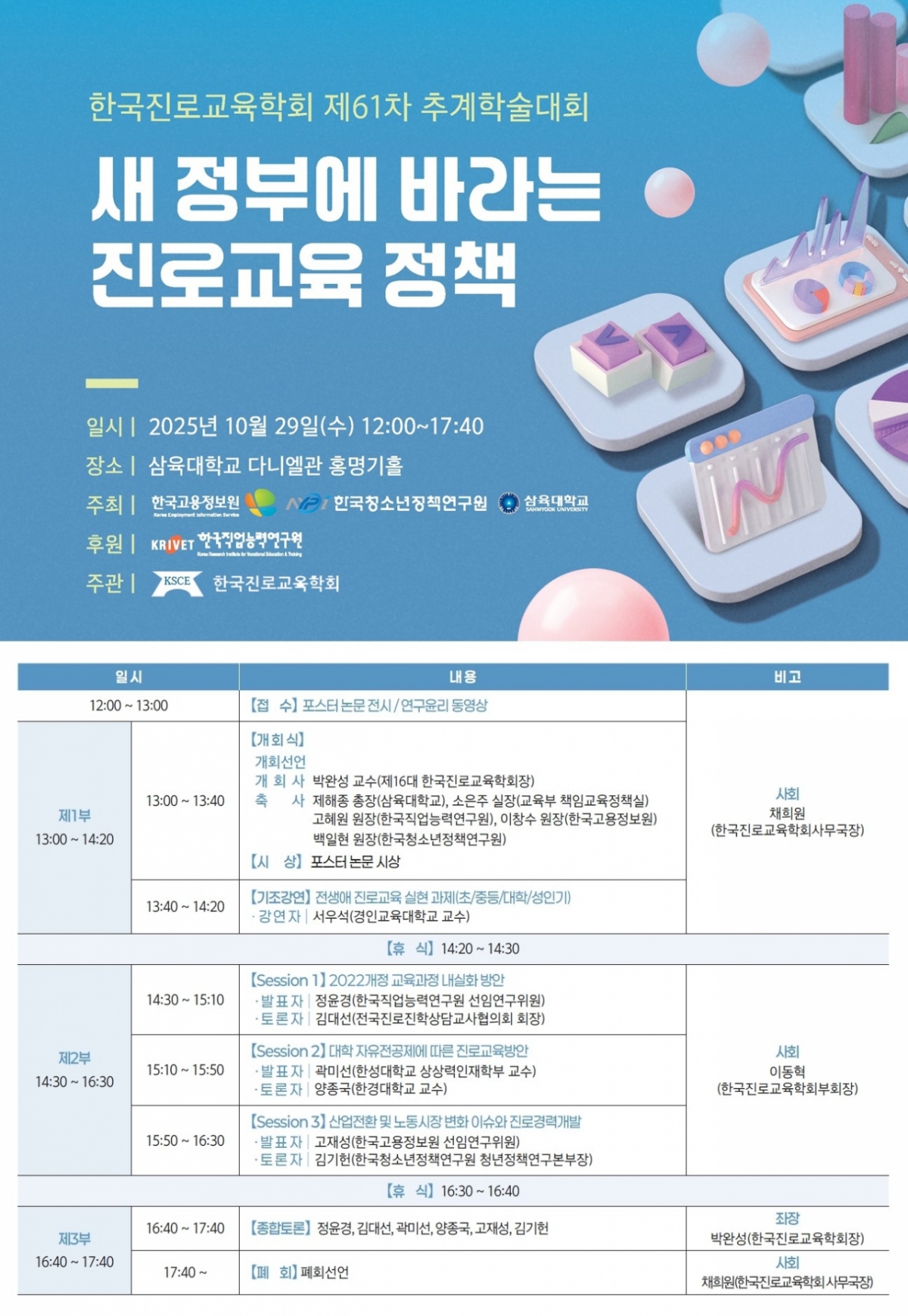 '한국진로교육학회 제61차 추계학술대회' 포스터./사진제공=삼육대