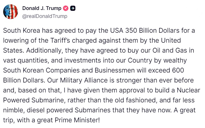 도널드 트럼프 미국 대통령 소셜미디어 트루스소셜 /사진=트루스소셜