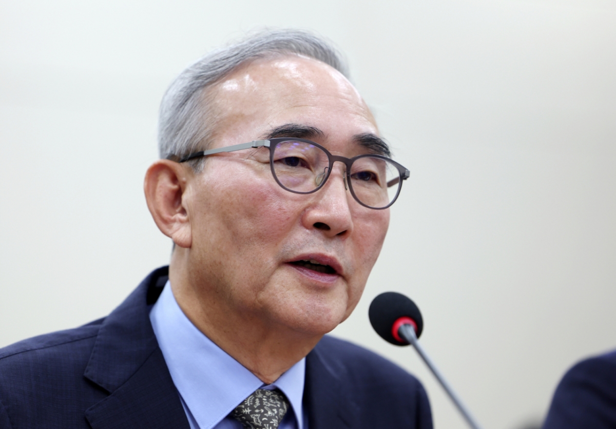 김영섭 KT 대표이사가 서울 여의도 국회 과학기술정보방송통신위원회 전체회의에서 열린 대규모 해킹사고(통신·금융) 관련 청문회에서 질의에 답하고 있다. /사진=뉴시스