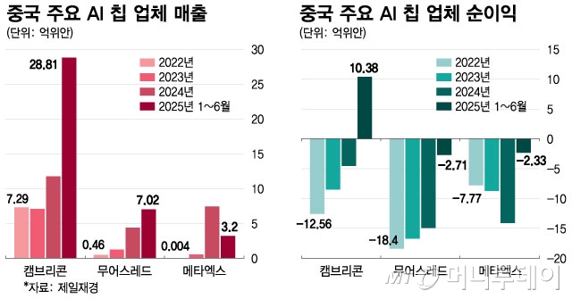 중국 주요 AI 칩 업체 매출/그래픽=최헌정