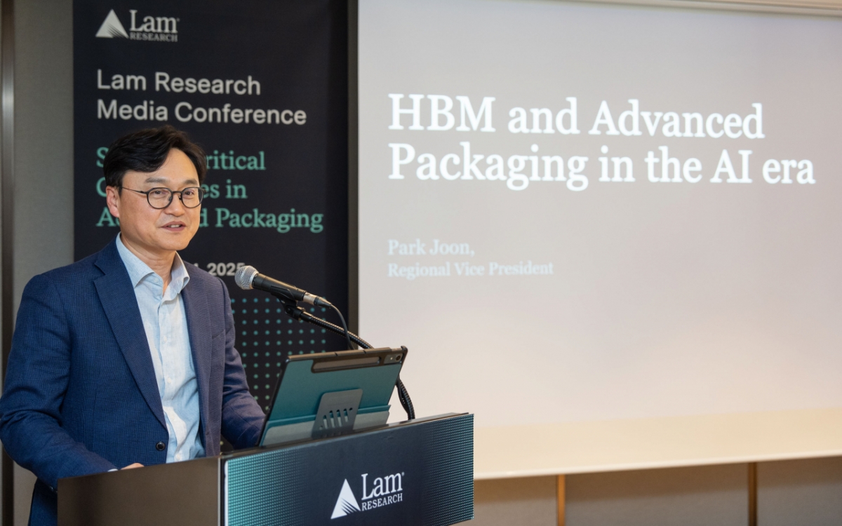 박준홍 램리서치코리아 대표가 14일 서울 강남구 웨스틴 파르나스에서 열린 기자간담회에서 발언하고 있다./사진=램리서치코리아