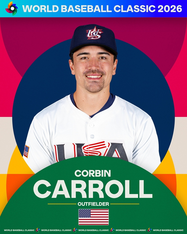 미국 대표팀 승선이 확정된 코빈 캐롤. /사진=월드베이스볼클래식 공식 SNS