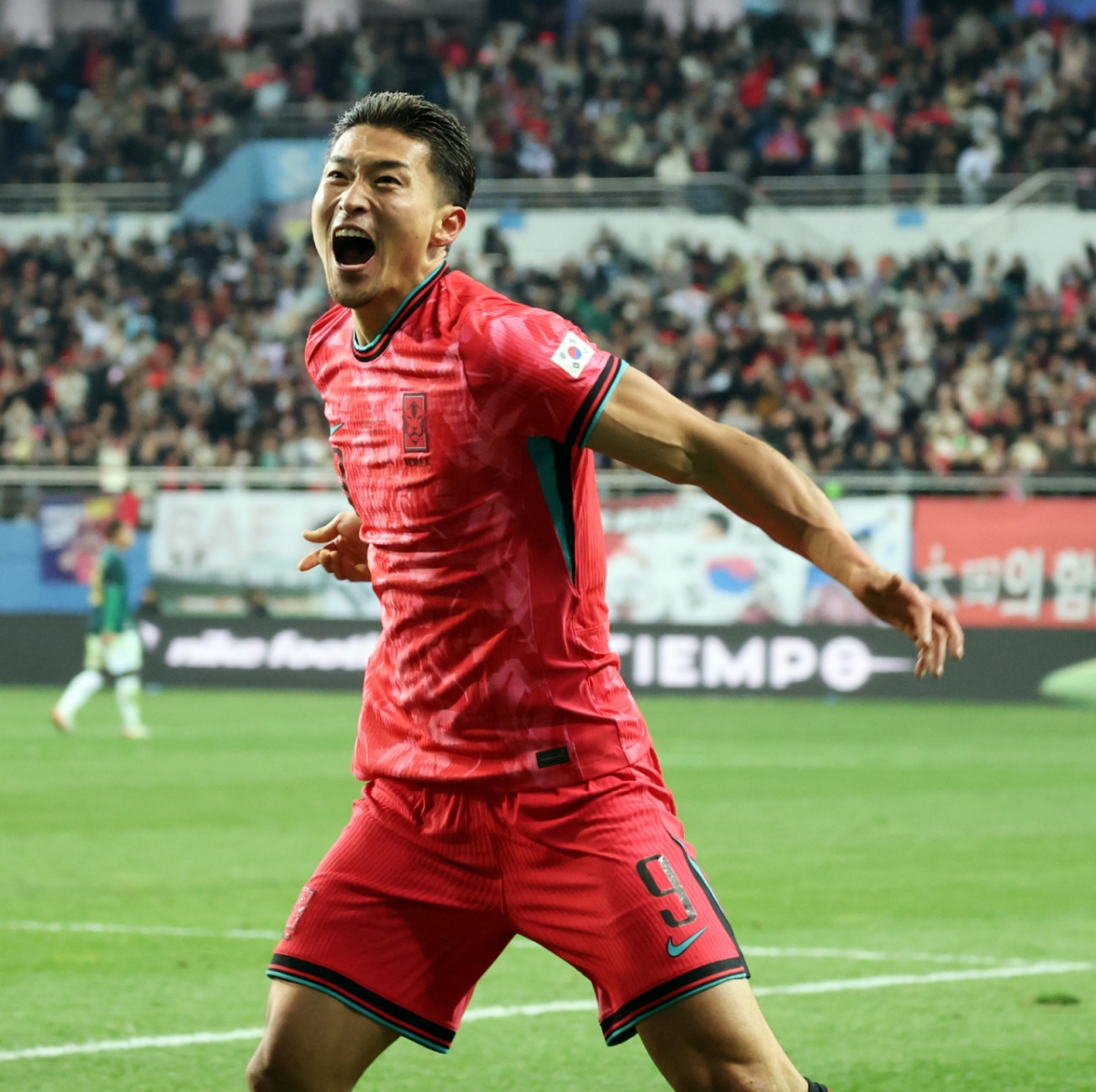 14일 오후 대전 유성구 대전월드컵경기장에서 열린 ‘하나은행 초청 국가대표팀 친선경기’ 대한민국과 볼리비아의 경기에서 대한민국 조규성이 골을 넣고 있다. /사진=뉴스1